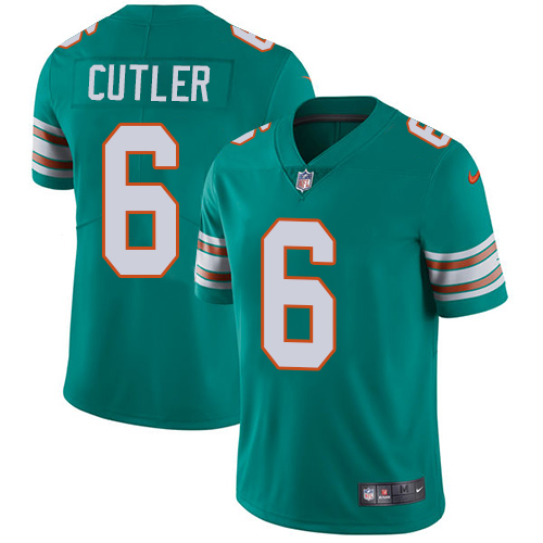 Nike Dolphins #6 Jay Cutler Aqua Green Alternate Men's Stitched NFL Vapor Untouchable Limited Jersey - Click Image to Close